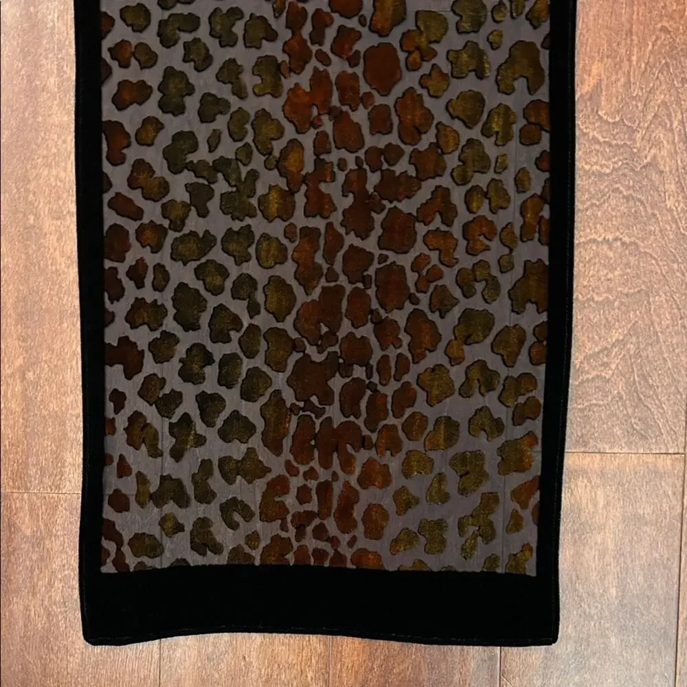 Witchy Velvet Burnout Chic Dark Iridescent Animal Print Scarf with Black Border